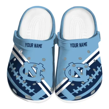 North Carolina Tar Heels Clogs - Custom Football Motif Light Blue