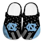 North Carolina Tar Heels Clogs - Stellar Stripes Theme Light Blue Black