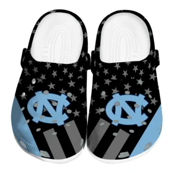 North Carolina Tar Heels Clogs - Stellar Stripes Theme Light Blue Black
