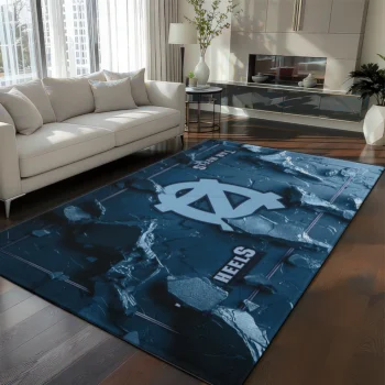 North Carolina Tar Heels Rug - Cracked Surface Design Light Blue