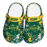 North Dakota State Bison Clogs - Football Icons Green