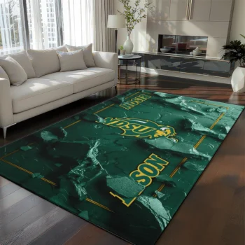 North Dakota State Bison Rug - Cracked Surface Design Green
