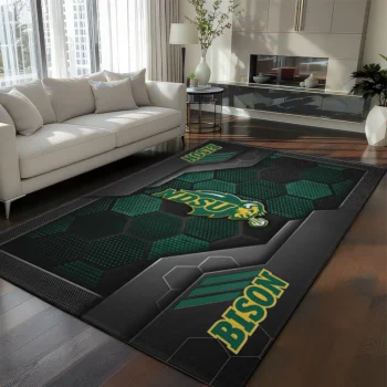 North Dakota State Bison Rug - Hexagonal Grid Pattern Green