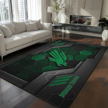 North Texas Mean Green Rug - Hexagonal Grid Pattern Green