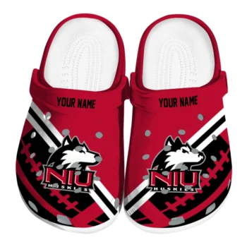 Northern Illinois Huskies Clogs - Personalized Football Motif Red