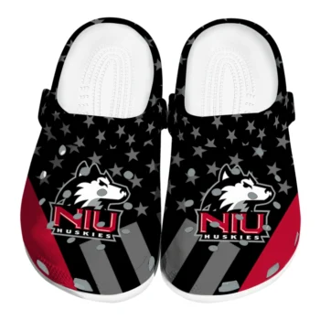 Northern Illinois Huskies Clogs - Stellar Stripes Theme Red Black