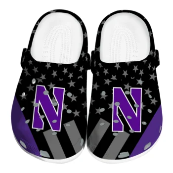 Northwestern Wildcats Clogs - Stellar Stripes Theme Purple Black