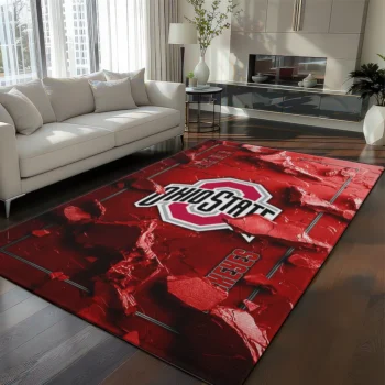Ohio State Buckeyes Rug - Cracked Surface Design Scarlet