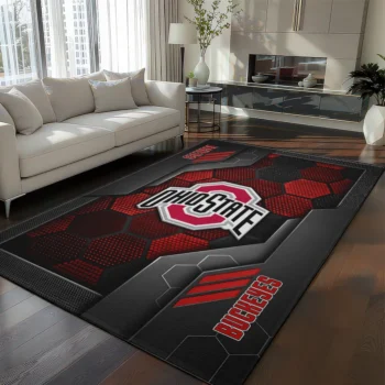 Ohio State Buckeyes Rug - Hexagonal Grid Pattern Scarlet