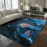Oklahoma City Thunder Rug - Cracked Surface Design Blue