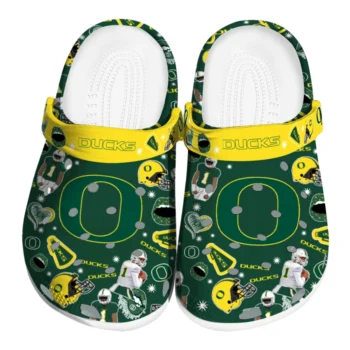 Oregon Ducks Clogs - Football Icons Green