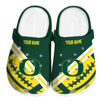 Oregon Ducks Clogs - Personalized Football Motif Green