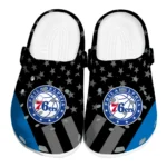 Philadelphia 76ers Clogs - Stellar Stripes Theme Blue Black