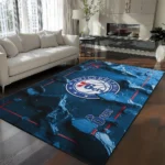 Philadelphia 76ers Rug - Cracked Surface Design Blue