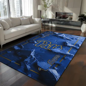 Pittsburgh Panthers Rug - Cracked Surface Design Royal Blue