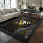 Pittsburgh Penguins Rug - Hexagonal Grid Pattern Yellow