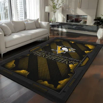 Pittsburgh Penguins Rug - Torn Mesh Yellow