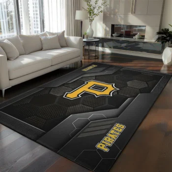 Pittsburgh Pirates Rug - Hexagonal Grid Pattern Black