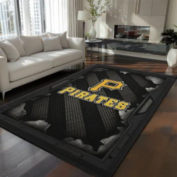 Pittsburgh Pirates Rug - Torn Mesh Black