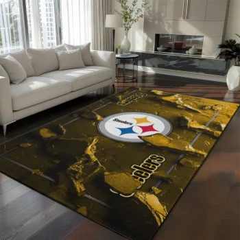 Pittsburgh Steelers Rug - Cracked Surface Design Gold