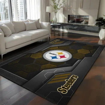 Pittsburgh Steelers Rug - Hexagonal Grid Pattern Gold