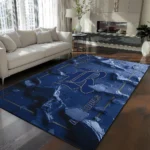 Rice Owls Rug - Cracked Surface Design Navy Blue