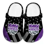 Sacramento Kings Clogs - Stellar Stripes Theme Purple Black