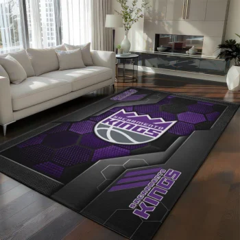 Sacramento Kings Rug - Hexagonal Grid Pattern Purple