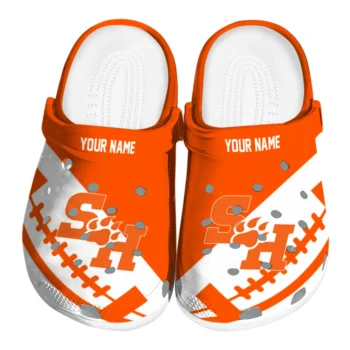 Sam Houston Bearkats Clogs - Personalized Football Motif Orange