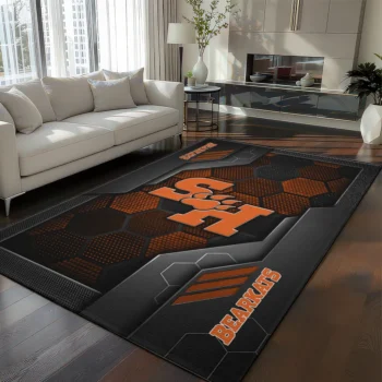 Sam Houston Bearkats Rug - Hexagonal Grid Pattern Orange