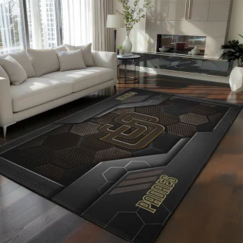 San Diego Padres Rug - Hexagonal Grid Pattern Brown