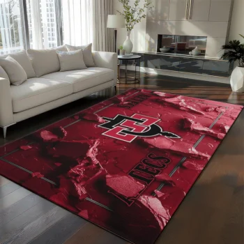 San Diego State Aztecs Rug - Cracked Surface Design Red