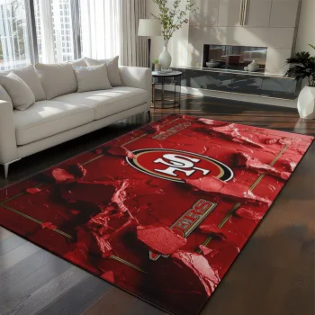 San Francisco 49ers Rug - Cracked Surface Design Red