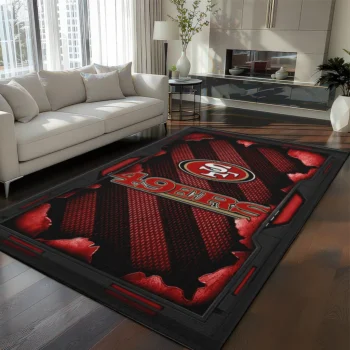 San Francisco 49ers Rug - Torn Mesh Red