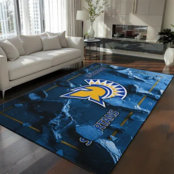 San Jose State Spartans Rug - Cracked Surface Design Blue
