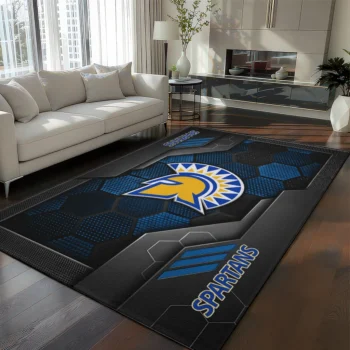 San Jose State Spartans Rug - Hexagonal Grid Pattern Blue