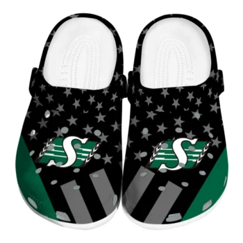 Saskatchewan Roughriders Clogs - Stellar Stripes Theme Green Black