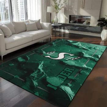 Saskatchewan Roughriders Rug - Cracked Surface Design Green