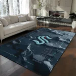 Seattle Kraken Rug - Cracked Surface Design Blue