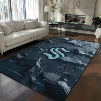 Seattle Kraken Rug - Cracked Surface Design Blue