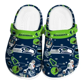 Seattle Seahawks Clogs - Football Icons Blue