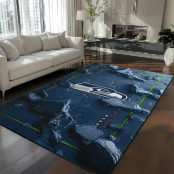 Seattle Seahawks Rug - Cracked Surface Design Blue