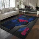 SMU Mustangs Rug - Hexagonal Grid Pattern Blue