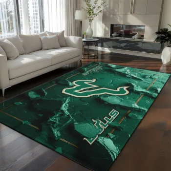 South Florida Bulls Rug - Cracked Surface Design Green