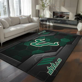 South Florida Bulls Rug - Hexagonal Grid Pattern Green