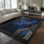 St. Louis Blues Rug - Hexagonal Grid Pattern Blue