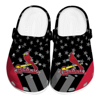 St. Louis Cardinals Clogs - Stellar Stripes Theme Red Black