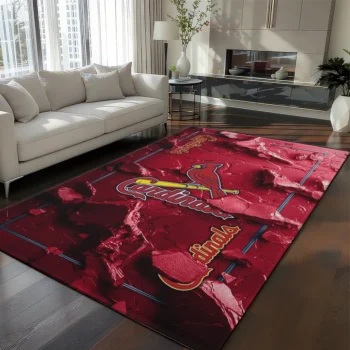 St. Louis Cardinals Rug - Cracked Surface Design Red