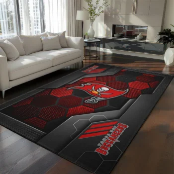 Tampa Bay Buccaneers Rug - Hexagonal Grid Pattern Red