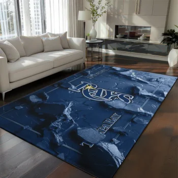 Tampa Bay Rays Rug - Cracked Surface Design Navy